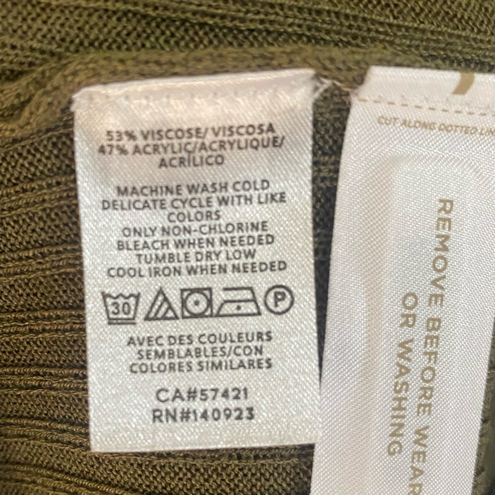 LOFT long open front cardigan. Olive green shade. Size-Small - Picture 4 of 5